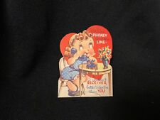 Vintage Flirty Girl on Telephone Valentine Card c. 1940ss picture