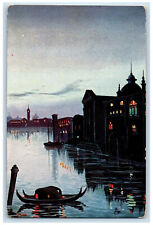 c1910 Boat Scene River Reflection Venice Italy Oilette Tuck Art Postcard picture