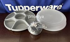 Tupperware Large Serving Center with Serving Cup Divided Tray in Grey Black New picture