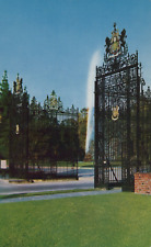 Entrance Gates Vista Of Duck Pool's Splashing Fountain Vintage Chrome Postcard picture