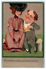 PFB Postcard Couple Romance Big Hat You Have Won My Heart Embossed c1910's picture