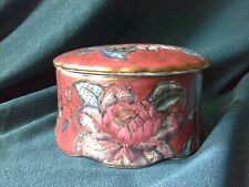 Vintage Floral Trinket Dish With Lid - red and blue picture
