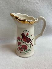Vintage Ohio Souvenir Small Pitcher/Creamer with Cardinal and Red Carnations picture