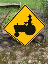 Vintage Tractor Crossing Diamond Shield Road Sign Authentic Farm Crossing Rare picture