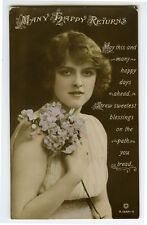 1910s Glamor Glamour BRITISH BEAUTY Constance Worth tinted photo postcard picture