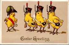 Easter Postcard Four Chicks Dressed as Military Soldiers picture