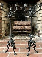 19th C French Patinated Bronze Candelabra Candleholders Barbedienne Style picture