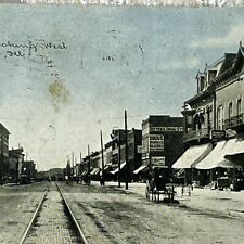 Vintage Mattoon, IL Postcard Street View Broadway Looking West Posted 1910 picture