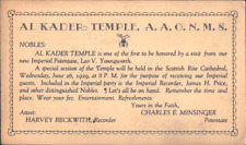 1929 AL KADER TEMPLE, A.A.O.N.M.S. vtg masonic event postcard PORTLAND, OREGON picture