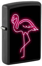 Zippo Pink Flamingo in Neon Lighter, Black Matte NEW IN BOX picture