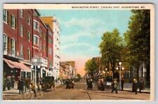 1931 HAGERSTOWN MD WASHINGTON STREET LOOKING EAST BICYCLE TRAIN TRACKS POSTCARD picture
