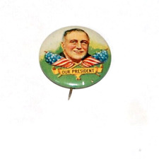 1936 FRANKLIN D. ROOSEVELT FDR PRESIDENT campaign pin pinback button political picture