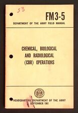 US Army Field FM 3-5 Chemical Biological CBR Operations 1961 Training Paper Book picture