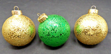 3 Bing & Grondahl B & G Hand Blown Glass Glitter Ball Christmas Ornaments 2 1/2