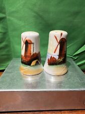 Vintage Lusterware Salt & Pepper Shakers with Dutch Windmill Theme~Made in Japan picture