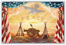 1909 Memorial Day Patriotic Curtain Peace Dove Cannon Embossed Antique Postcard picture