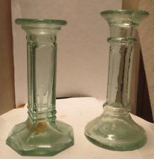 set of 2 aqua glass candle holders 6