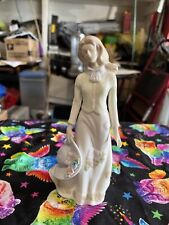 Vintage Bone China  Young Girl With Hat With Flowers  Figurine 8” picture