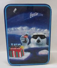 Old Polar Bear Holiday Coca Cola Christmas Tin 2x5x7 Rectangle Flat Box FREE S/H picture