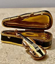 Perry Vieille Limoges Violin Case Trinket Box with Surprise Violin Inside France picture