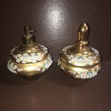 stunning rare bohemian Crystal gold vanity atomizer &accesery box picture