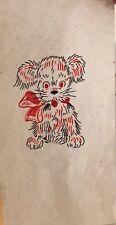 Original Vintage Cute Puppy Dog With Bow Mini Iron On Transfer picture