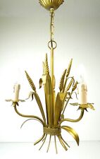 ITALIAN GOLDEN HOLLYWOOD REGENCY 50S MID CENTURY CHANDELIER PENDANT LAMP picture