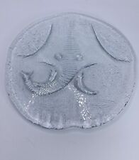 Mid-Century Swedish Heavy Clear Glass Elephant Head Serving Cheese Food Platter picture