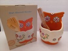 *Ceramic Owl Kitchen Utensil Tool Holder* NEW IN BOX SEE PHOTOS MULTI-COLOR 9x6 picture