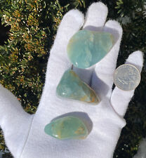 USA SALE SEE VIDEO LOT REAL AQUATINE/BLUE ONYX LEMURIAN CALCITE TUMBLES TUMBLED picture