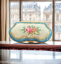 Antique Goudeville Lemoges French Painted Porcelain Jewelry Box OOAK picture