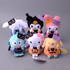 6Pcs Sanrio Halloween Pumpkin Kulomi Hello Kitty Plush Toy Doll 10Cm Keychain picture