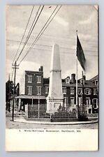 Baltimore MD-Maryland, Wells McComas Monument, Antique, Vintage c1913 Postcard picture
