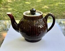 Antique 1800’s White Hall Illinois Stoneware Brown Pottery Teapot NICE picture