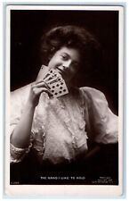 1909 Woman Gambling The Hand I Like To Do Pekin ND RPPC Photo Antique Postcard picture