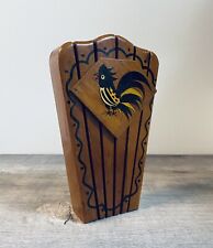 Vintage Hand Painted Rooster Knife Block wooden hand painted Amish picture