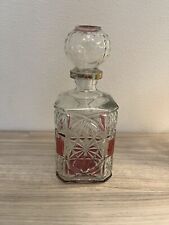Vintage Cut Glass Whiskey Decanter with Cranberry Accent picture