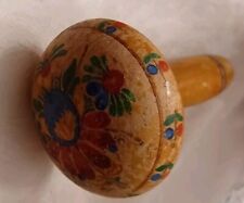 Antique Mushroom Wood Hand Painted Dutch Folk Art Sock Darner/Embroidery/Sewing  picture