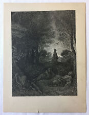 1880 book engraving ~ JESUS PRAYING IN THE GARDEN picture