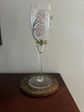 10 Pierre  Jouet Champagne Flute CRYSTAL Glasses PINK &WHITE Flowers Vtg FRANCE picture