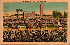 Horses on the Track, Pimlico Race Track Baltimore MD c1949 Vintage Postcard Q74 picture