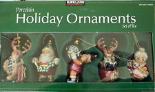 Vtg. Kirkland Christmas Tree Ornaments Porcelain Holiday Figurines Set 5 picture