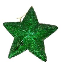 Vintage 3D Green Sugar Texture Star Christmas Tree Holiday Ornament 4.5