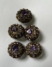 Vintage Purple Rhinestone Buttons 5 pieces picture