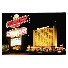 Vintage Postcard Showboat Hotel Casino Marquee Night Lights Las Vegas Nevada picture