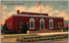 U.S. Post Office Berwick Pennsylvania Grounds & Flower Gardeb Outside Postcard picture