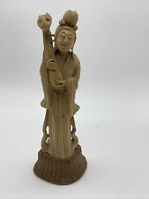 Antique Geisha Hard Stone Sculpture Oriental Instrument 12” Wood Japan Soapstone picture