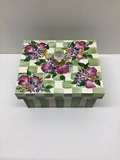Decorative hand painted artist signed chest box green w/ purple floral New 7”x6” picture