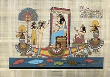 Rare Authentic Hand Painted Ancient Egyptian Papyrus- Queen's procession-24x16” picture