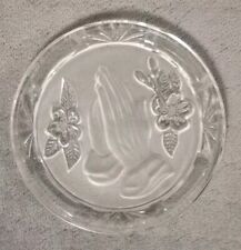 Clear Frosted Glass Praying Hands Christian Decorative Plate picture